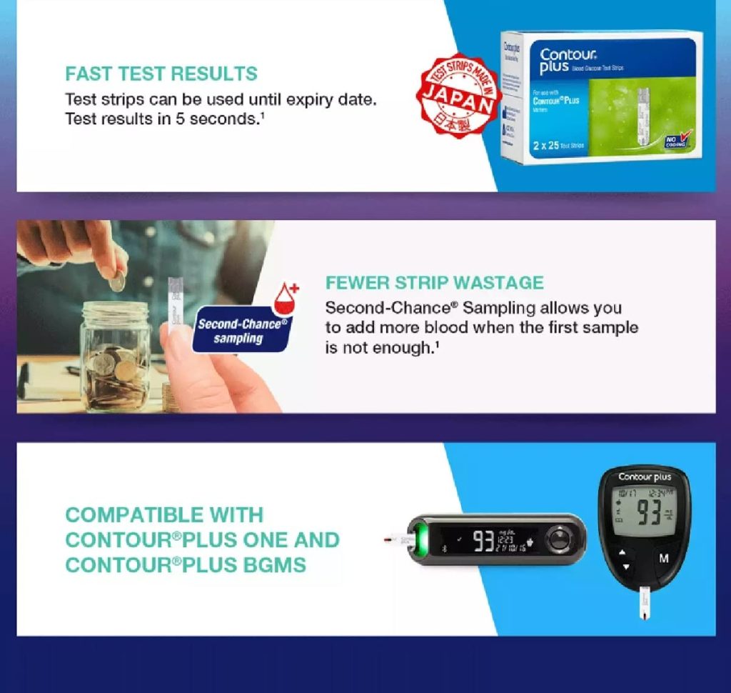 Contour Plus Glucose 50 Test Strip and Microlet Colored 100 Lancets