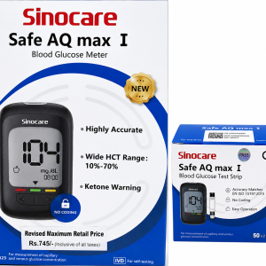 Sinocare Safe AQ Max I Glucometer Kit with 100 Test Strips | No Coding Meter