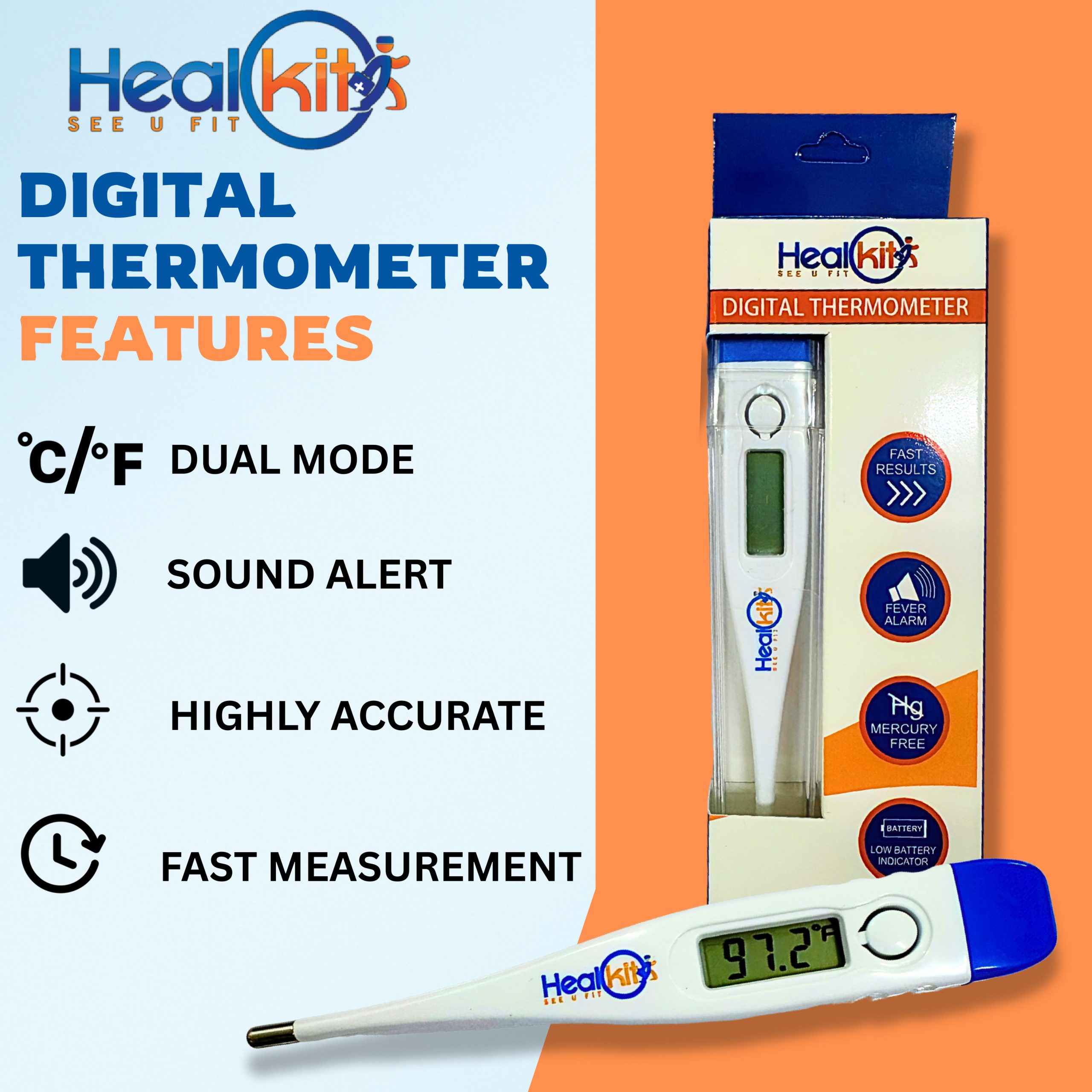 Healkit Premium Digital Thermometer for Adults & Kids - Image 3