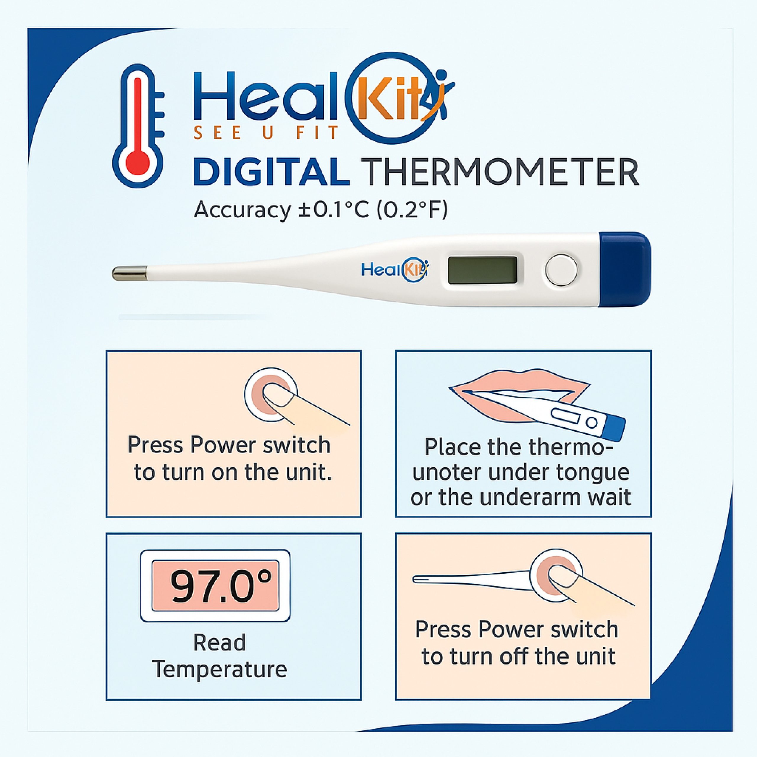 Healkit Premium Digital Thermometer for Adults & Kids - Image 4