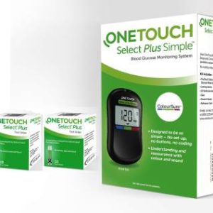 OneTouch Select Plus Simple Glucometer with 10+50 Strips Combo