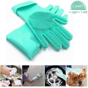Silicone scrubbing gloves