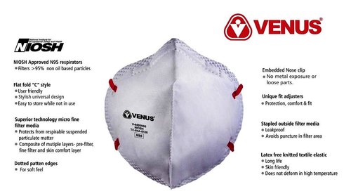 Venus V-4400 Flat Fold Respirator