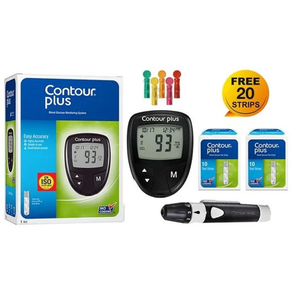contour plus glucometer with free 20 strips