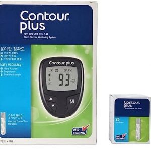 Contour Plus Blood Glucose Monitoring System Glucometer with 75 Strips (Pack of 25 + 50 Strips), Multicolour
