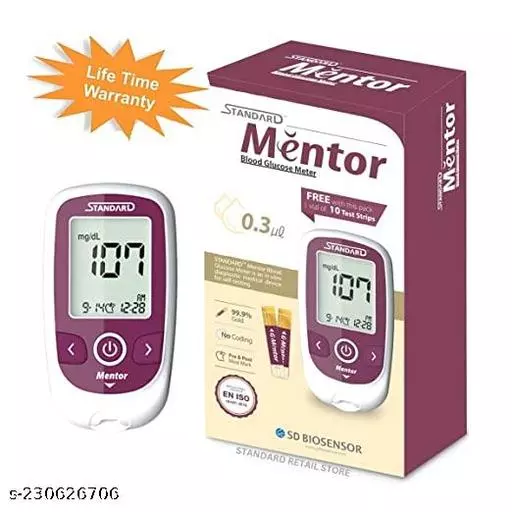 STANDARD Mentor Fully Automatic Blood Sugar Testing Glucometer machine with 25 Strips