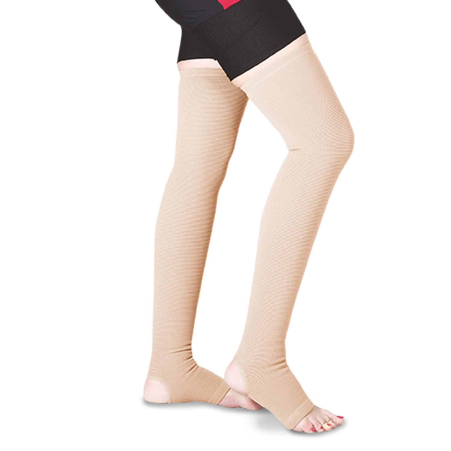 Flamingo Vericose Vein Stockings Medical Compression for Women & Men- Open Toe Compression Stockings Ergonomical, Durable, Non Slippage- Knee Length, Improve Blood Circulation