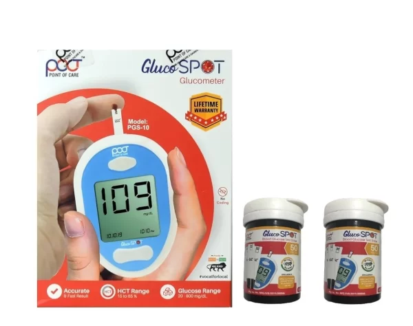 Poct Gluco SPOT Blood Glucose 50 Test Strip (Pack of 2) With Glucometer Free