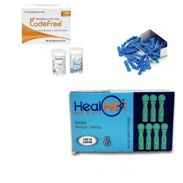 SD Codefree 100 Test Strips and lancet compo pack