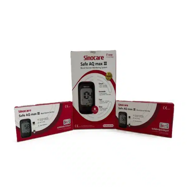 Sinocare Safecare AQ max III Blood Glucose strips with free gucometer