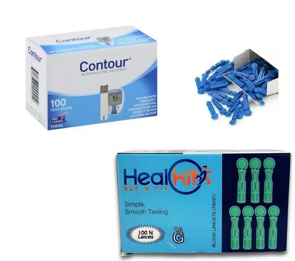 contour blue strips with lancets