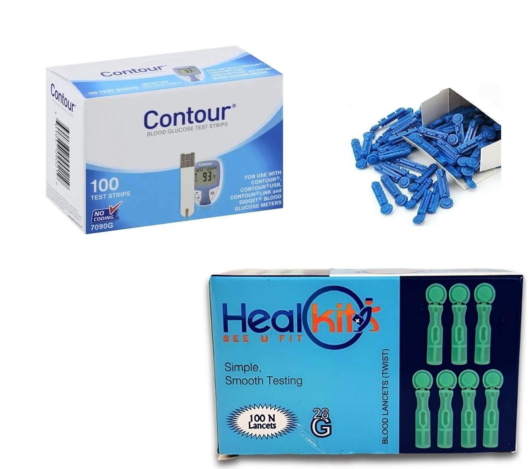 contour blue strips with lancets