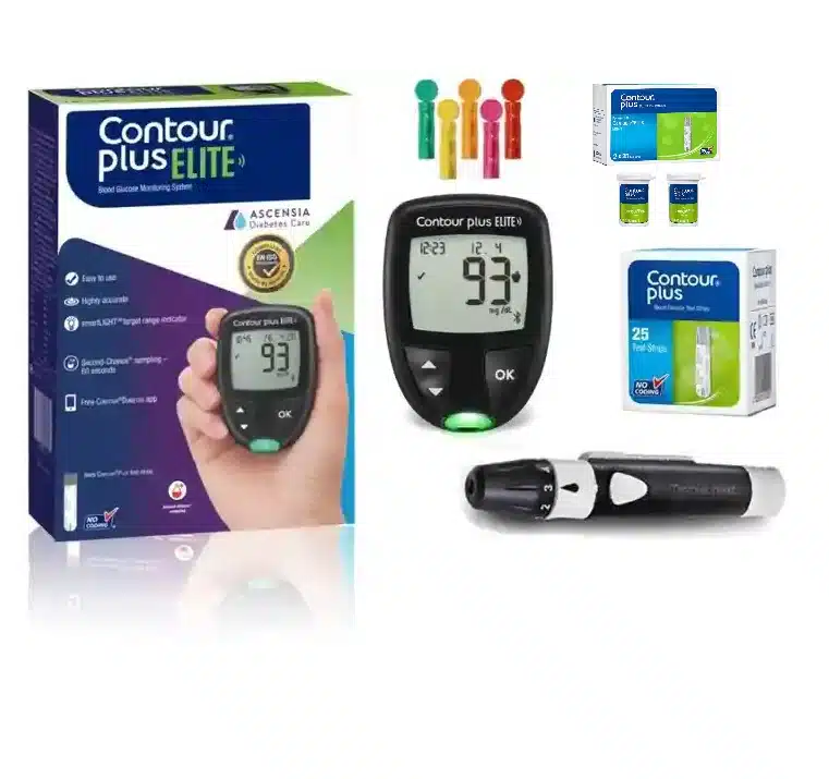 contour plus elite glucometer with strips