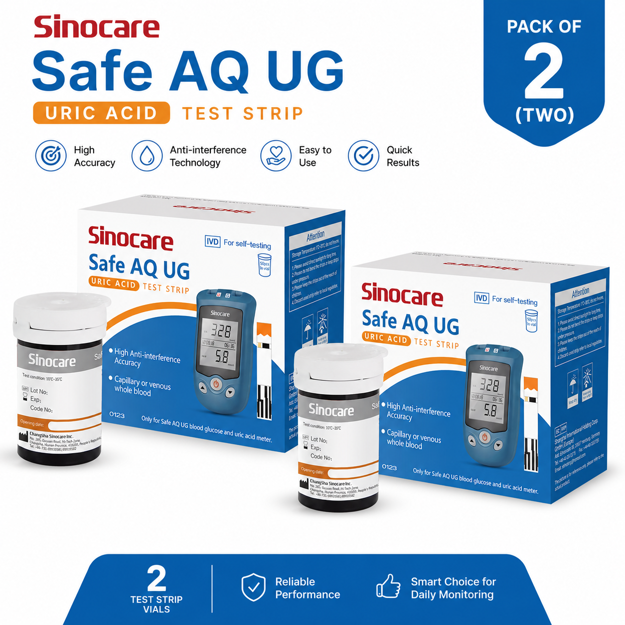 Sinocare Safe AQ UG Uric Acid 100 Test Strips - Image 4