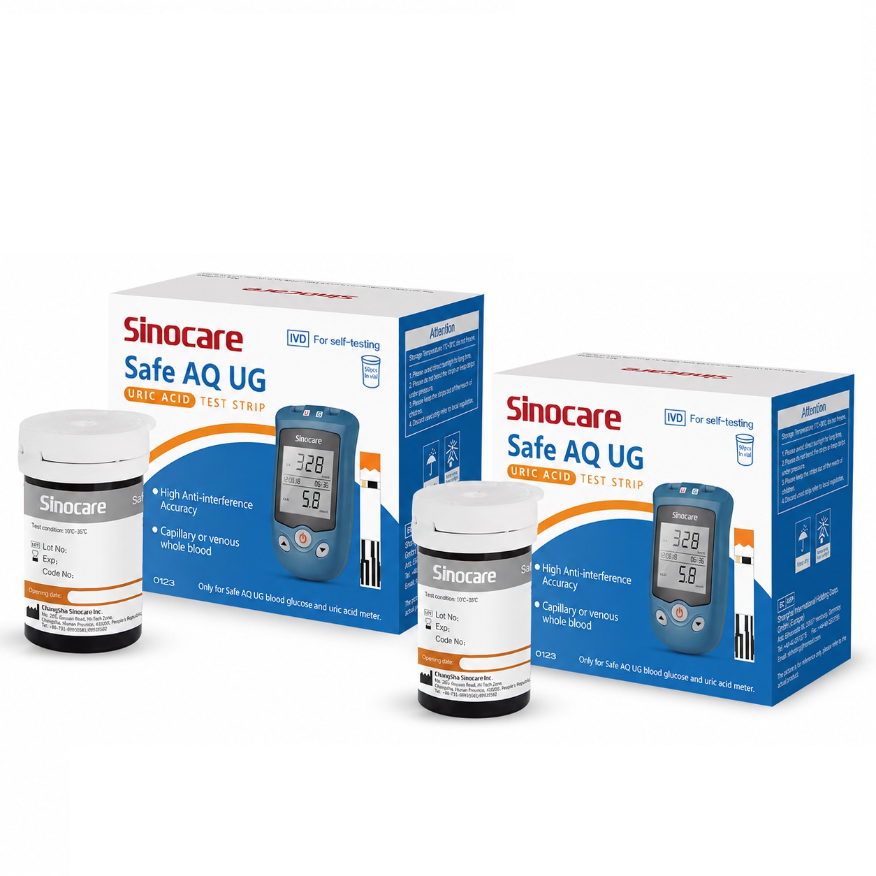 Sinocare Safe AQ uric acid test strips 100